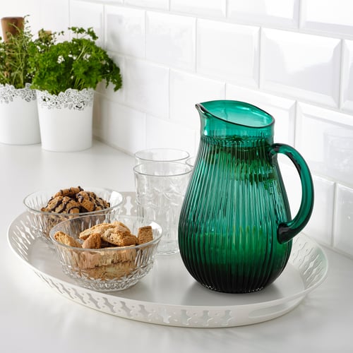 SÄLLSKAPLIG pitcher, patterned/green, 68 oz IKEA