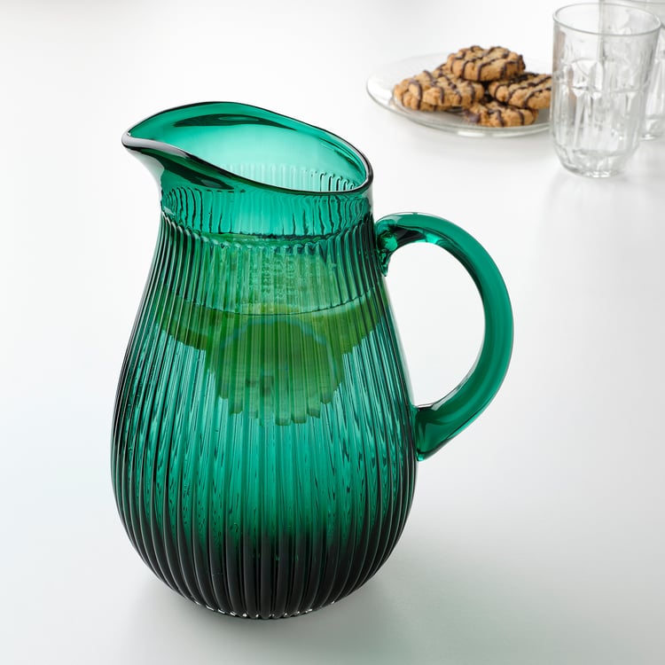 SÄLLSKAPLIG pitcher, patterned/green, 68 oz IKEA