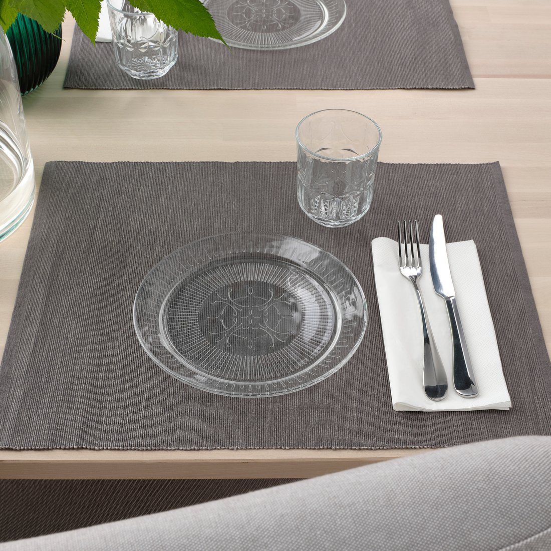 SÄLLSKAPLIG Side plate, clear glass/patterned, 8" IKEA