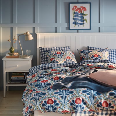 SÄTERVIDE Duvet cover and pillowcase(s), multicolor/floral pattern, Twin