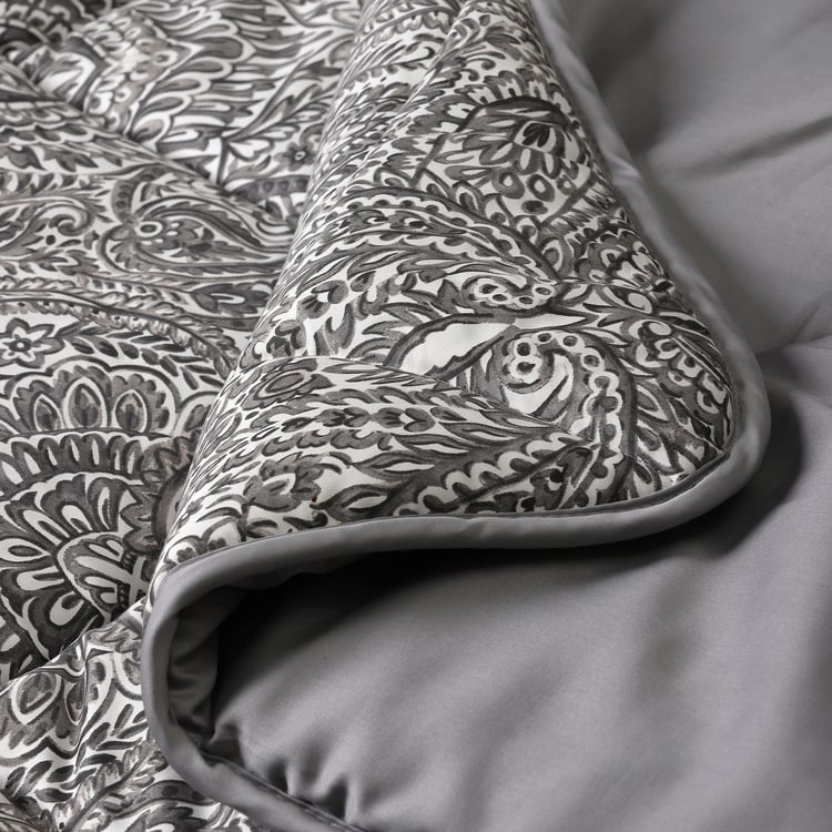 SÄVMOTT comforter and pillowcase(s), gray paisley pattern, Full/Queen