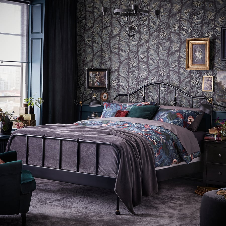 SAGSTUA Bed frame, black/Espevär, King IKEA