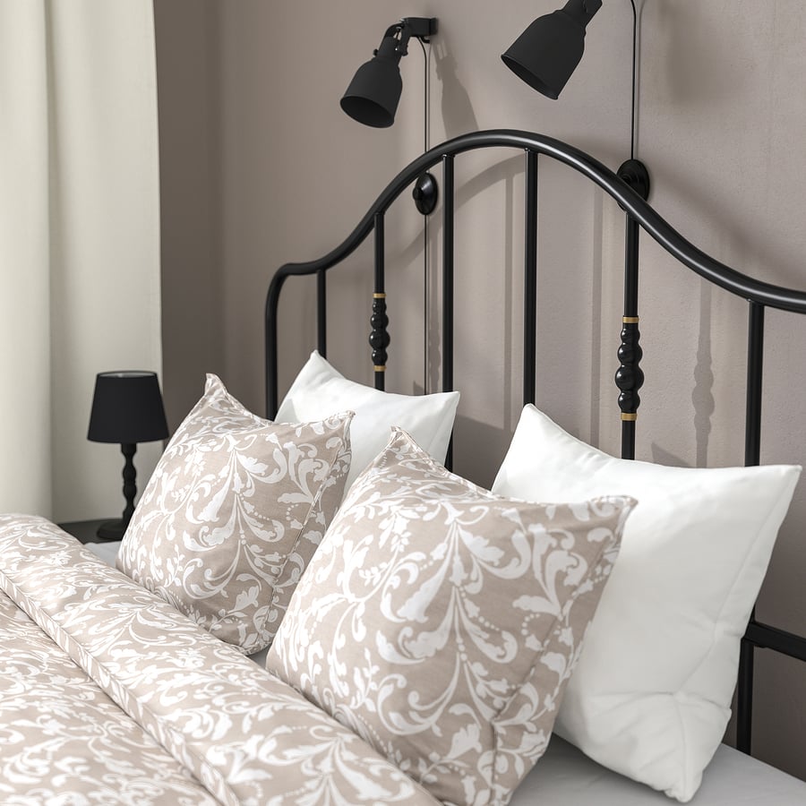 SAGSTUA bed frame, black/Lönset, King IKEA