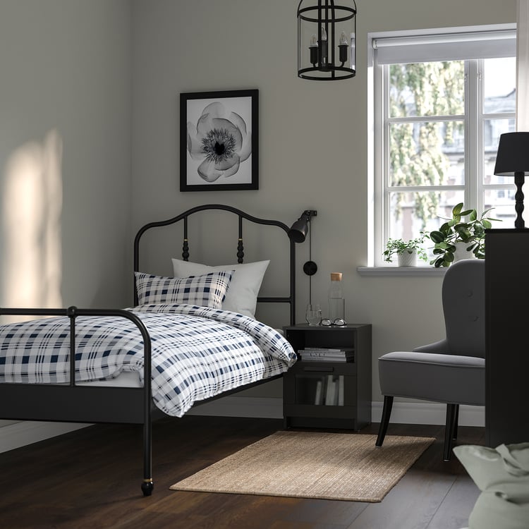 SAGSTUA bed frame, black/Lönset, Twin IKEA
