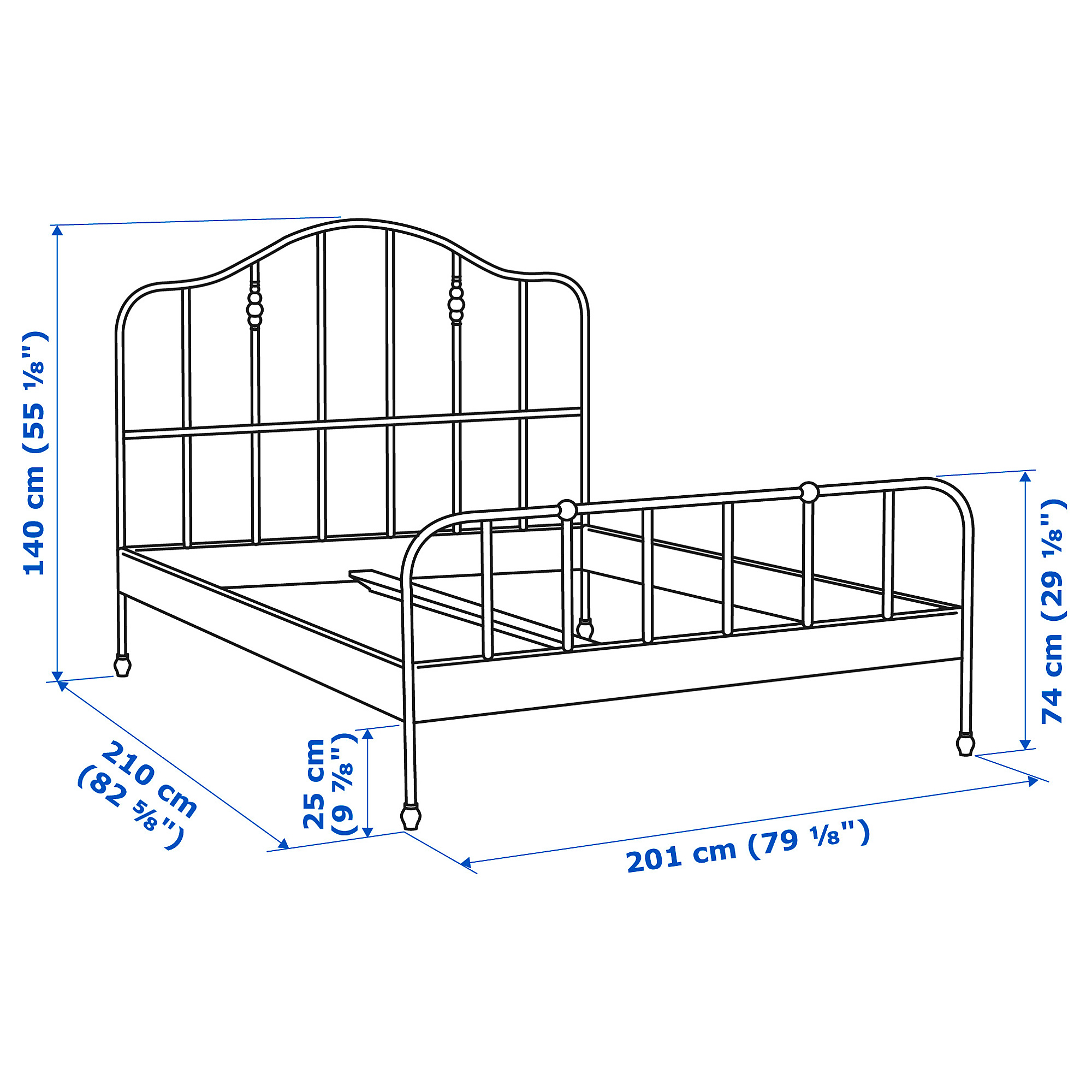 SAGSTUA Bed frame, black, Luröy, King IKEA
