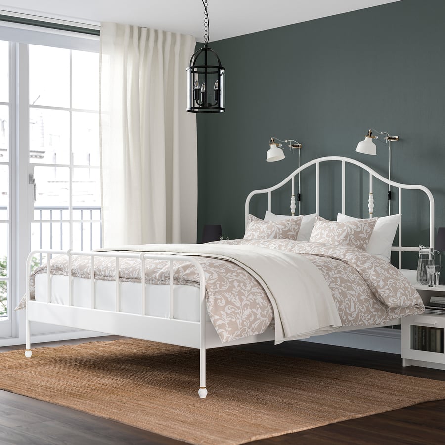 SAGSTUA bed frame, white/Lönset, King IKEA