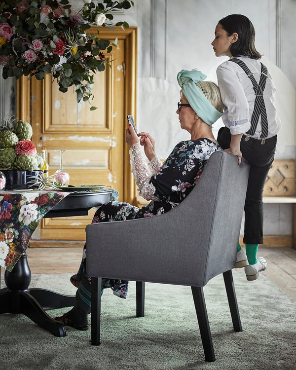 SAKARIAS Armchair, black/Sporda dark gray
