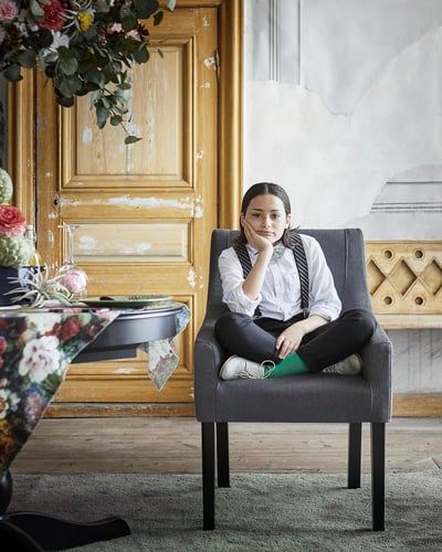 SAKARIAS Armchair, black/Sporda dark gray