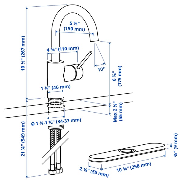 Illustration with measurements for the product: SALLSJÖN.