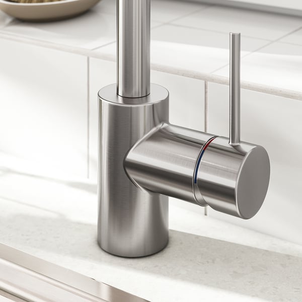 SALLSJÖN Mixer tap single side lever, stainless steel