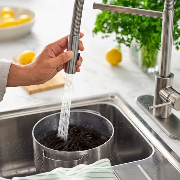 SALLSJÖN Pull down kitchen faucet with spray, stainless steel color