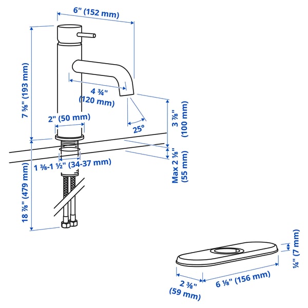 SALLSJÖN Single-handle bathroom faucet, brushed nickel, M