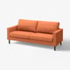 SALTSJÖBADEN orange sofa, modern design with clean lines, dark wooden legs, comfortable cushions.