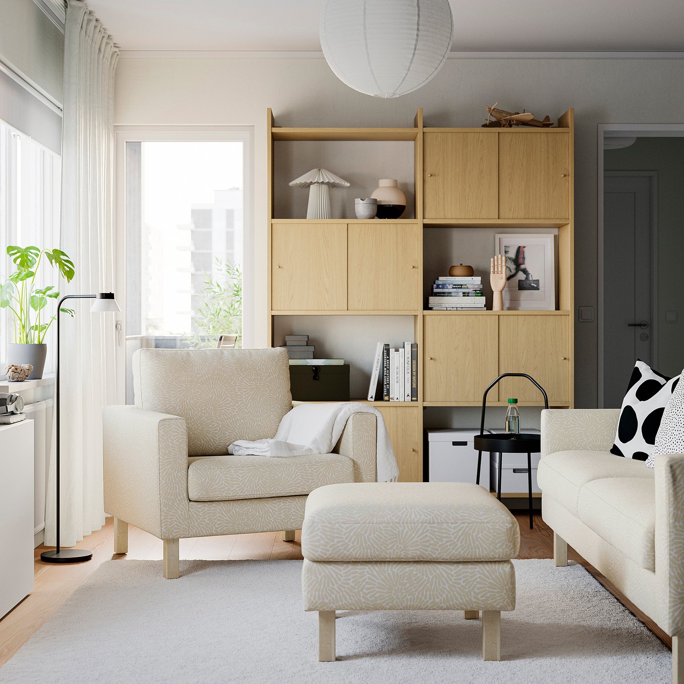 SALTSJÖBADEN ottoman, Vittangi light beige/white - IKEA