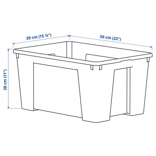Illustration with measurements for the product: SAMLA.