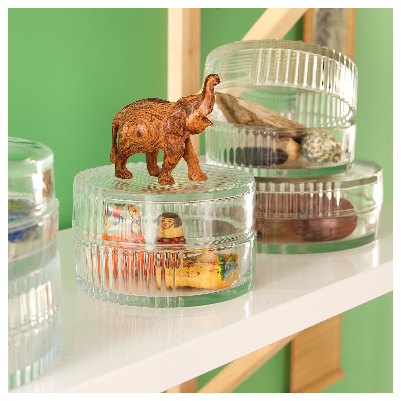 SAMMANHANG Glass box with lid, clear glass, Height 2 ¼" Diameter 7