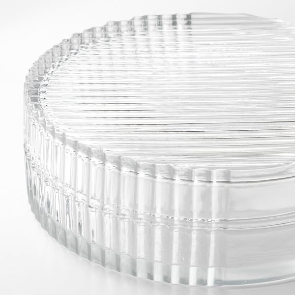 SAMMANHANG Glass box with lid, clear glass, Height 2 ¼" Diameter 7