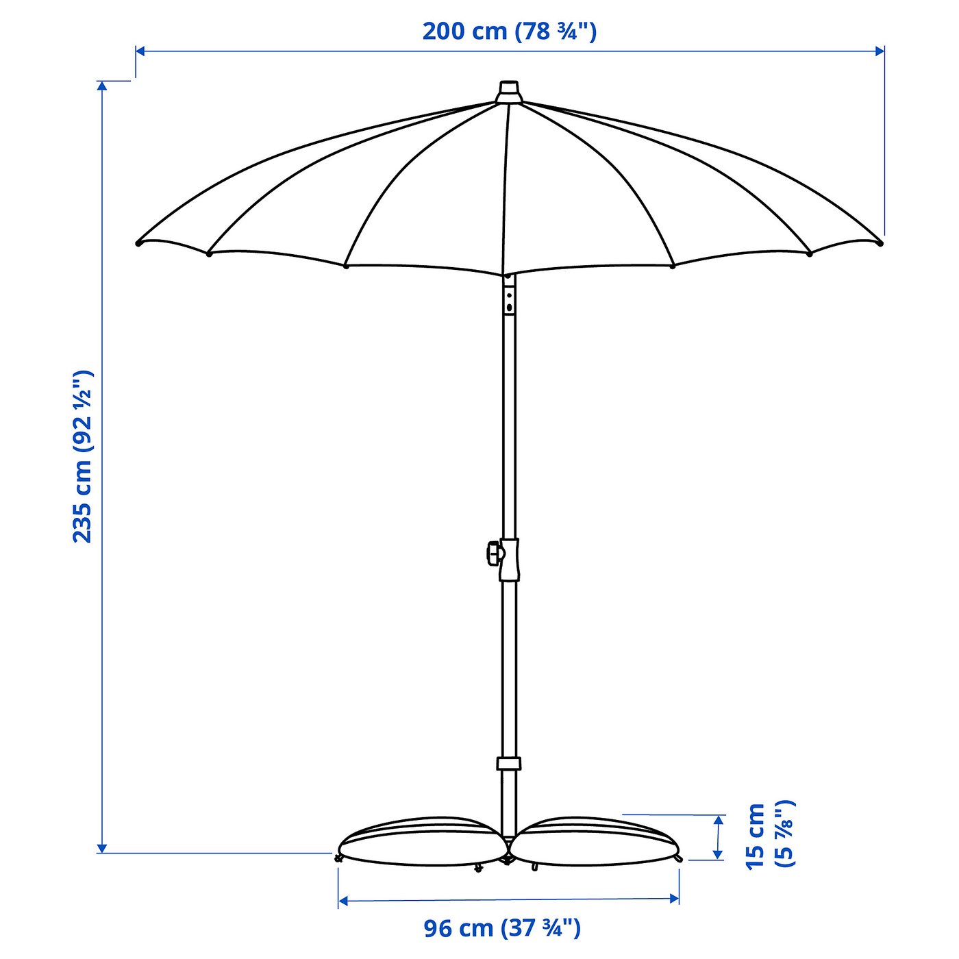SAMSÖ / IGGÖN umbrella with base, tilting beige/dark gray