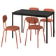 SANDSBERG / ÖSTANÖ Table and 4 chairs, black black/Remmarn red-brown, 43 1/4 "