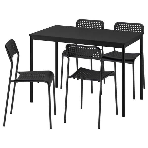 SANDSBERG Table and 4 chairs, black black/black, 43 1/4x26 3/8 "