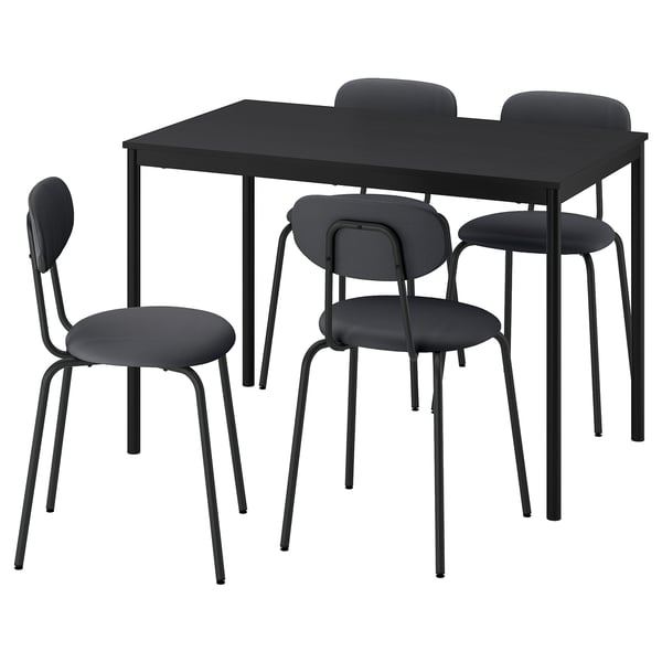 SANDSBERG Table and 4 chairs, black black/Remmarn anthracite anthracite, 43 1/4x26 3/8 "