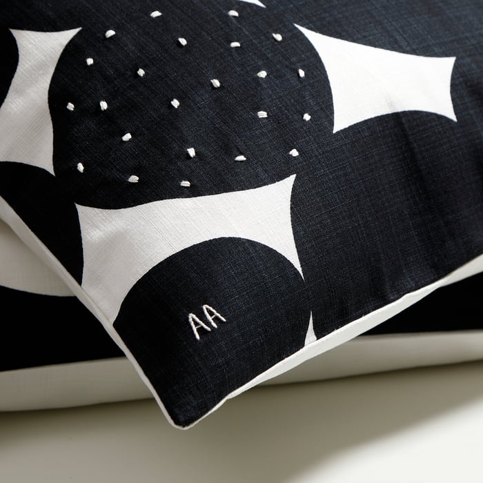 SANDSENAP Cushion cover, black/white handmade, 20x20" IKEA