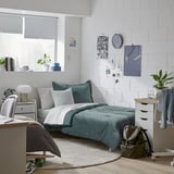 SANELA Comforter set, dark gray-turquoise, Twin/Twin X-long