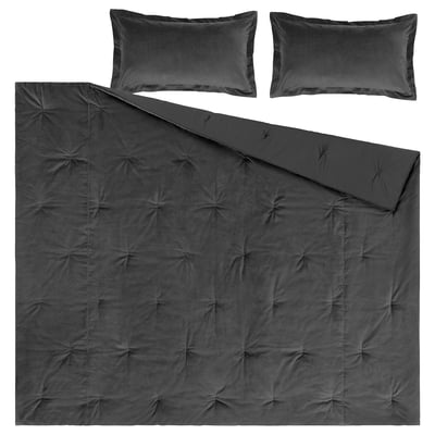 SANELA Comforter set, dark gray, King