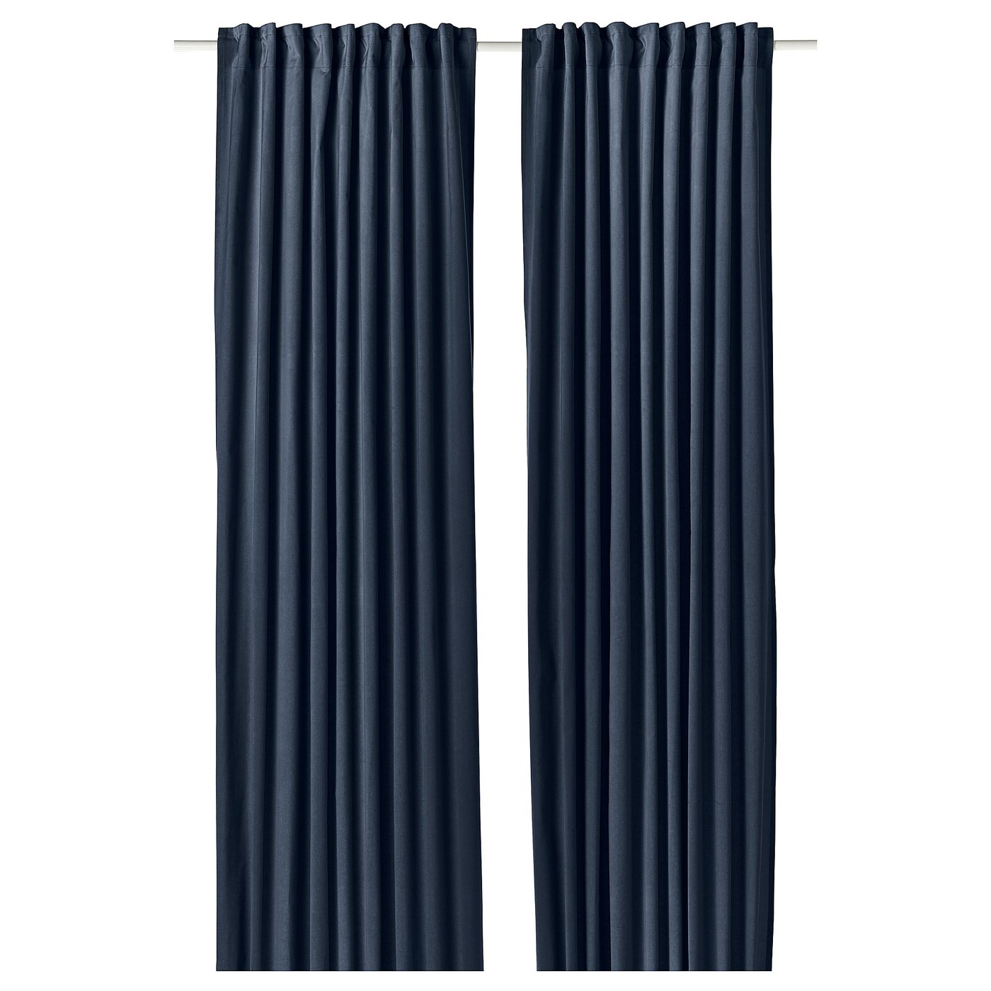 Curtains, 1 Pair, Dark Blue/With Heading Tape