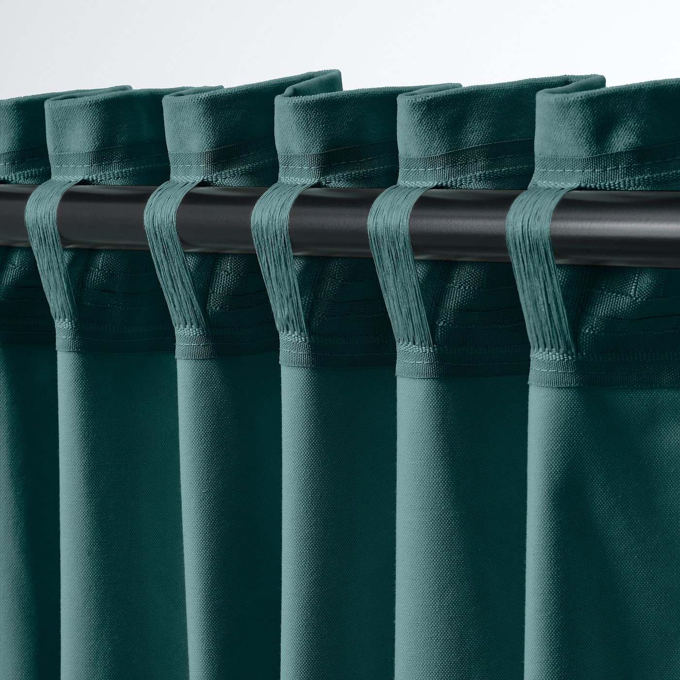 SANELA curtains, 1 pair, dark gray-turquoise/with heading tape