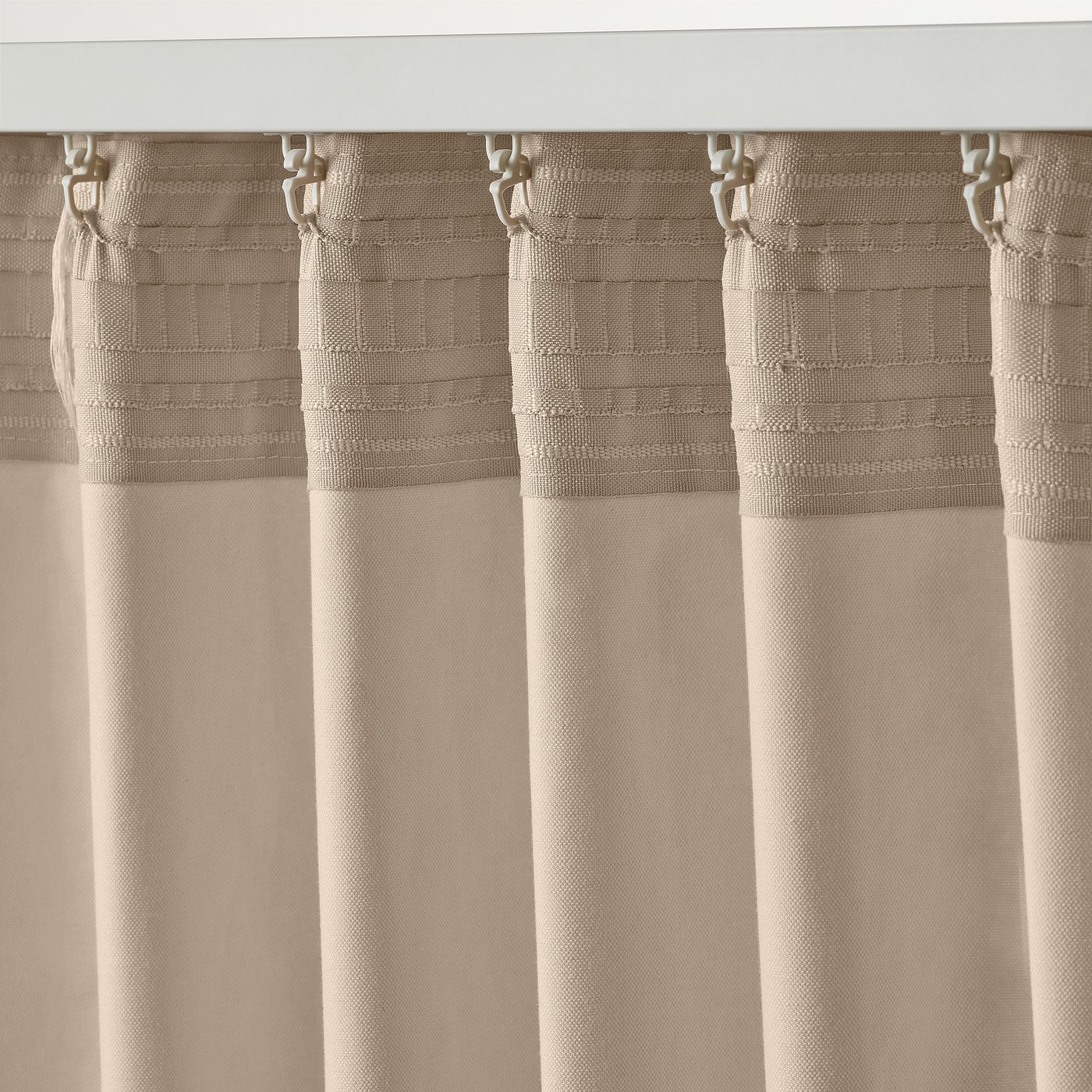 SANELA curtains, 1 pair, light beige/with heading tape, 55x98