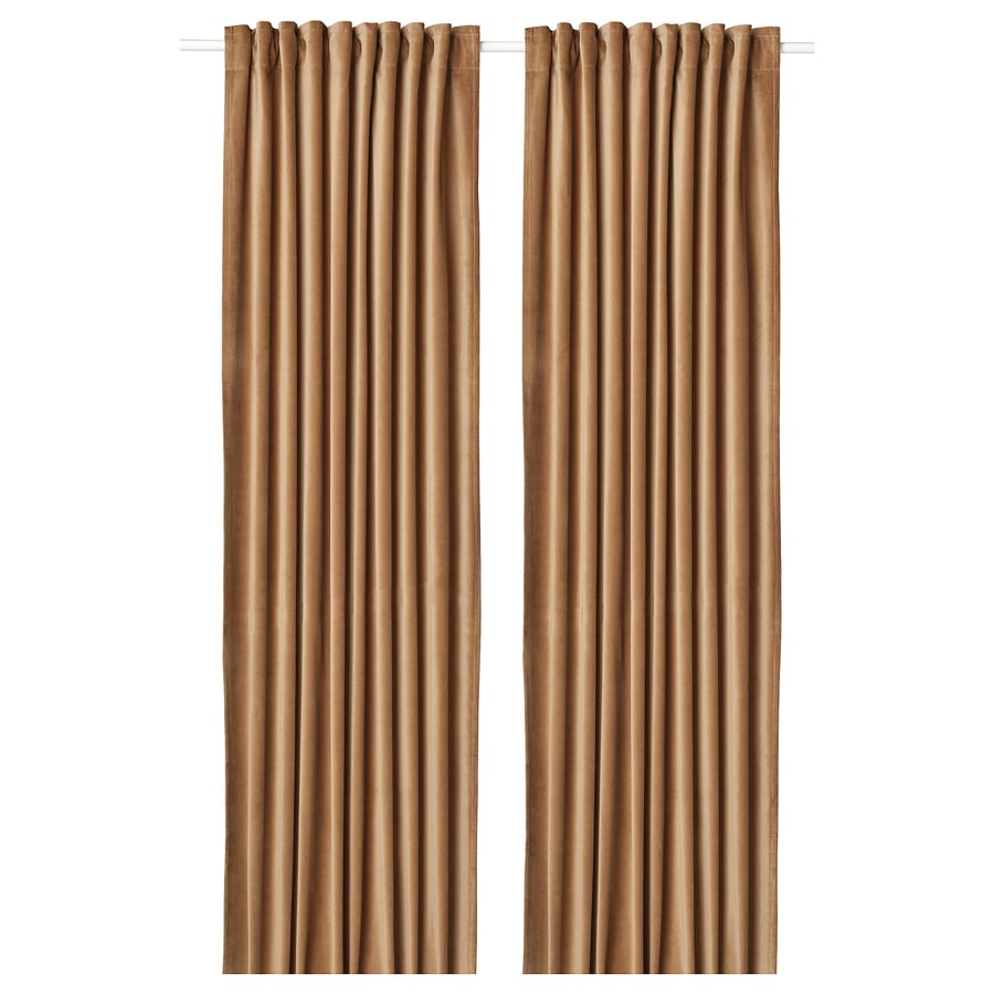 SANELA Room darkening curtains, 1 pair, light brown, 55x98" IKEA