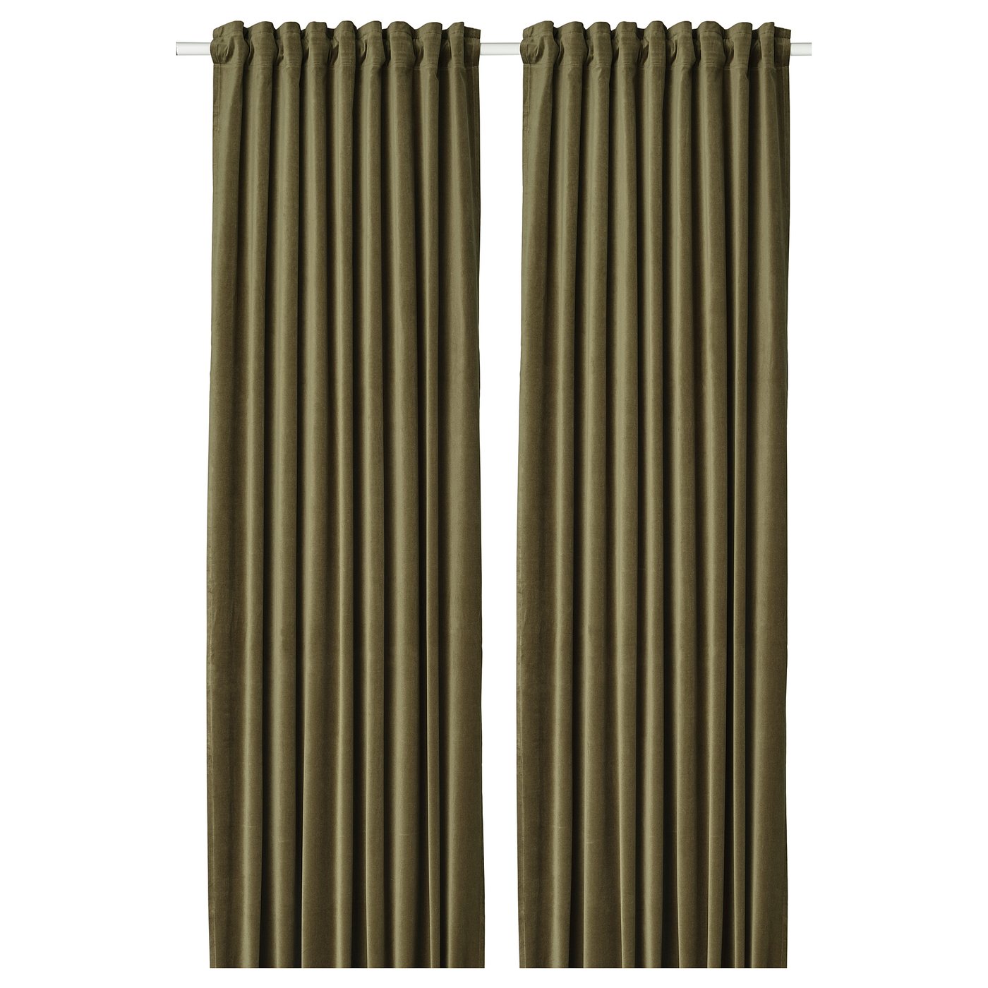 SANELA Room darkening curtains, 1 pair - olive-green 55x98 "