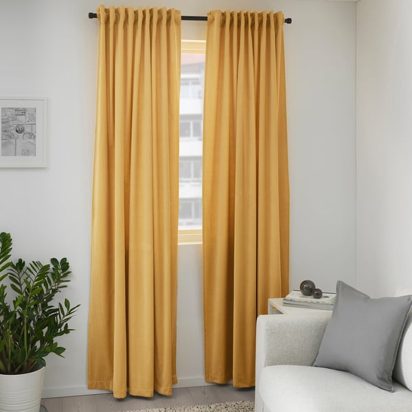 Sanela Room Darkening Curtains 1 Pair Golden Brown Ikea