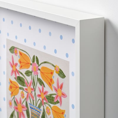 SANNAHED Frame with poster, blue vase with flowers, 19 ¾x19 ¾ "