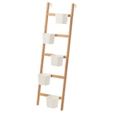 SATSUMAS Plant stand with 5 plant pots, bamboo/white, 49 ¼ "