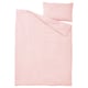 A light pink SCHERSMIN duvet cover set made of soft, breathable 100% organic cotton in a muslin texture, featuring a simple, smooth design.