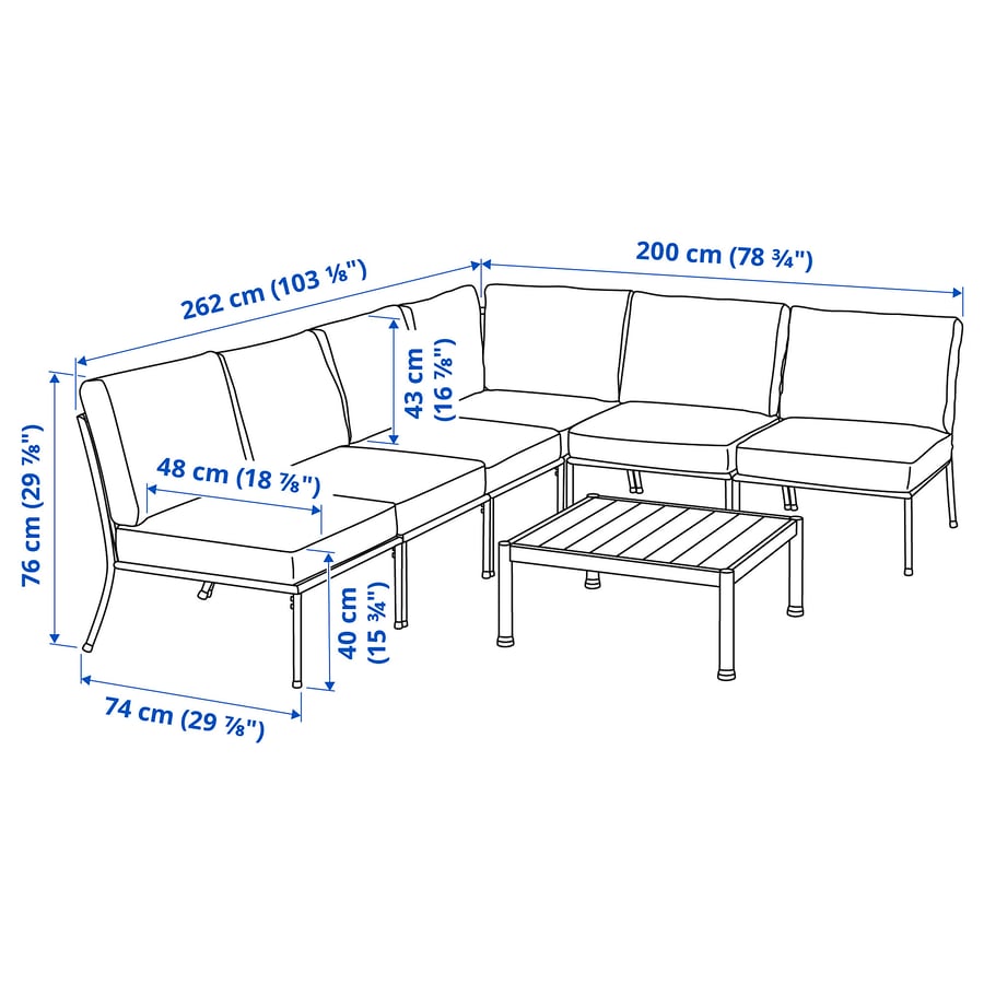 SEGERÖN 5seat furniture set, outdoor, outdoor white/Frösön/Duvholmen