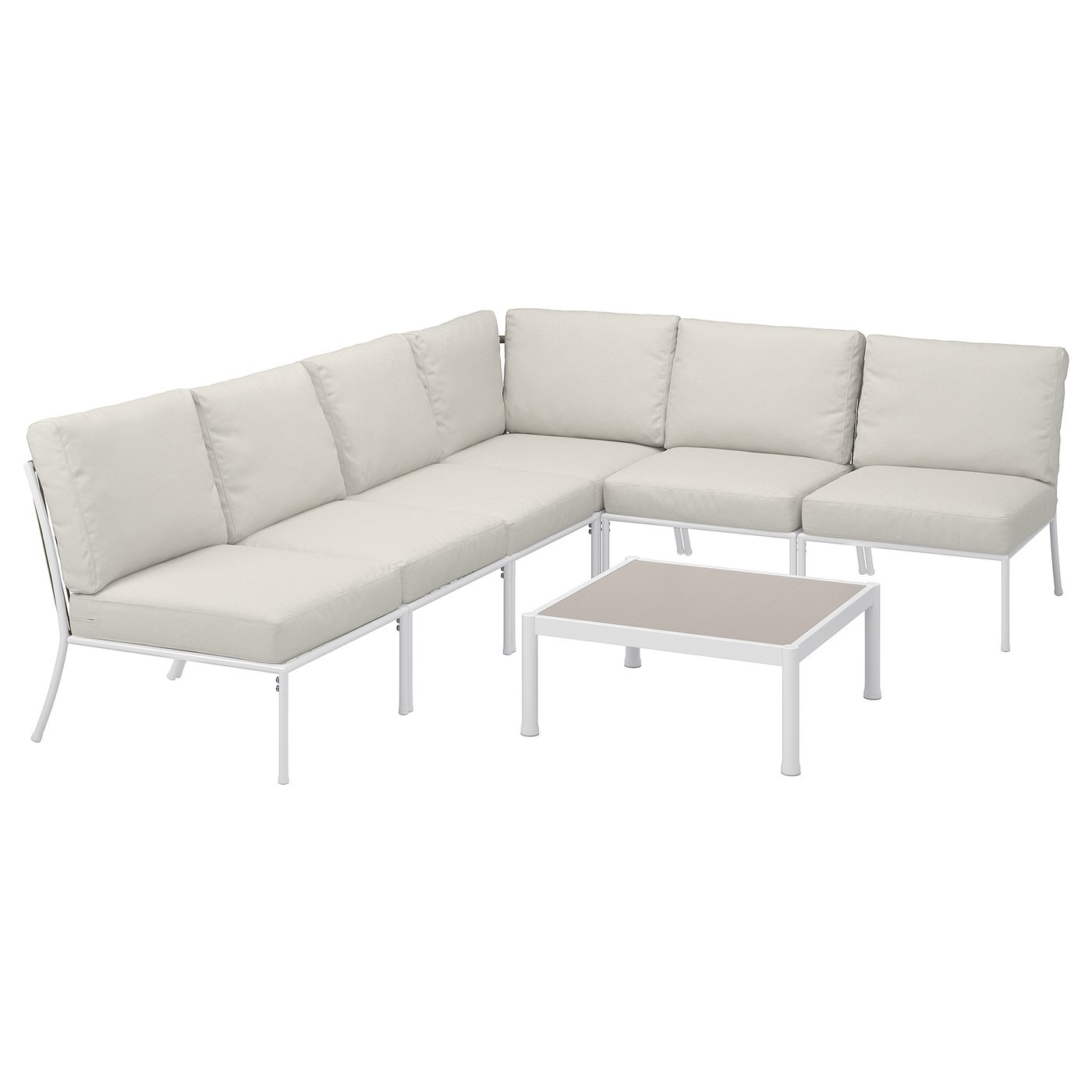 5-Seat Furniture Set, Outdoor, White/Beige/FröSöN/Duvholmen Beige