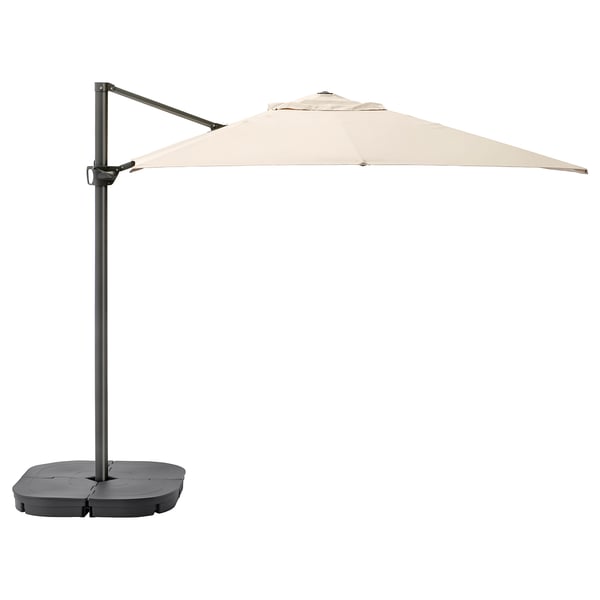 Hanging Umbrella With Base Seglarö Svartö Tilting Beige Dark Gray