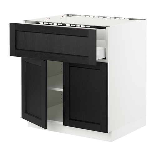 SEKTION Base cab f cooktop/drawer+2 doors Ma, Lerh black stained