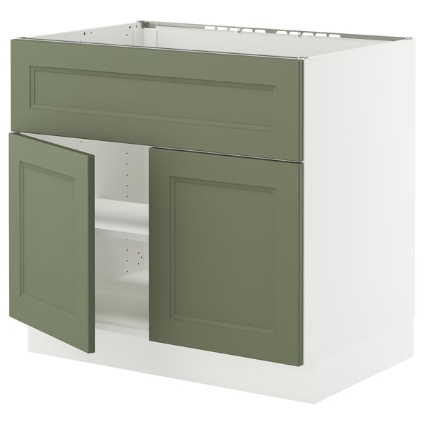 SEKTION Base cab f cooktop/int extr 2 doors, white/Axstad gray-green, 36x24x30 "