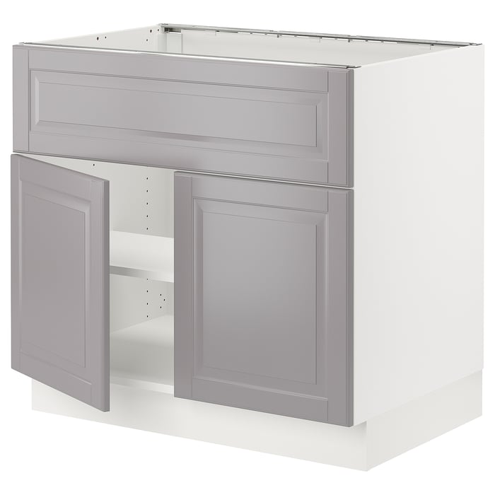 SEKTION base cab f cooktop/int extr 2 doors, white/Bodbyn gray