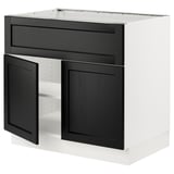 SEKTION Base cab f cooktop/int extr 2 doors, white/Lerhyttan black stained, 36x24x30 "