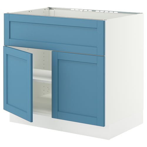 SEKTION Base cab f cooktop/int extr 2 doors, white/Lerhyttan blue, 36x24x30 "