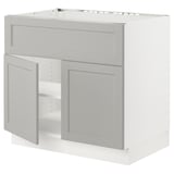 SEKTION Base cab f cooktop/int extr 2 doors, white/Lerhyttan light gray, 36x24x30 "