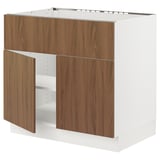 SEKTION Base cab f cooktop/int extr 2 doors, white/Tistorp brown walnut effect, 36x24x30 "
