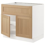 SEKTION Base cab f cooktop/int extr 2 doors, white/Vedhamn oak, 36x24x30 "