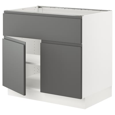 SEKTION Base cab f cooktop/int extr 2 doors, white/Voxtorp dark gray, 36x24x30 "