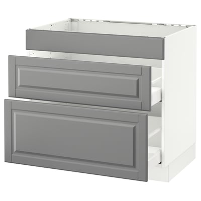 SEKTION Base cab f/cooktop with 2 drawers, white Maximera/Bodbyn gray, 36x24x30 "